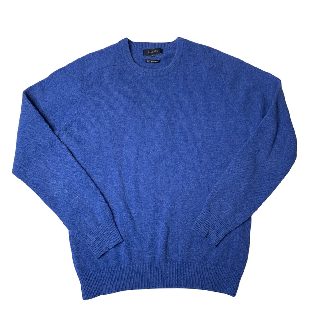 Medium Alveare Woolmark 100% Lambswool Blue Pull Over Crew Neck Sweater